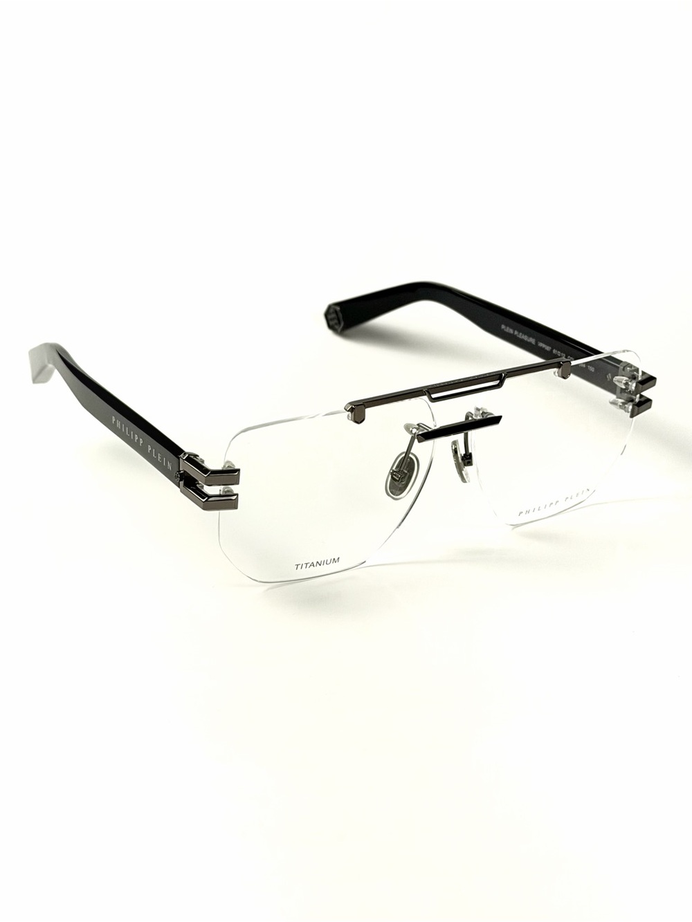 Philipp Plein VPP087 COL. 0584 Titanium Sunglasses Authentic Rimless Eyeglasses - Picture 5 of 8
